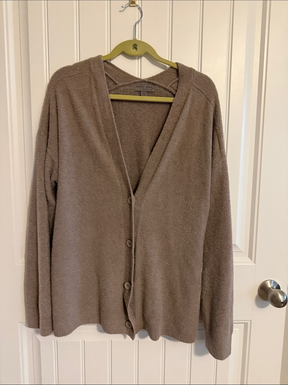 Barefoot Dreams Taupe Button-Front Plush Cardigan